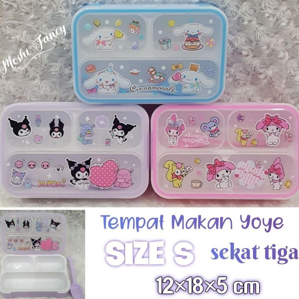 Mega Sale Tempat Makan Yoye Sekat 3 / Tempat Makan Yoye Kecil Motif Kuromi Cinnamorol Dan My Melody 
