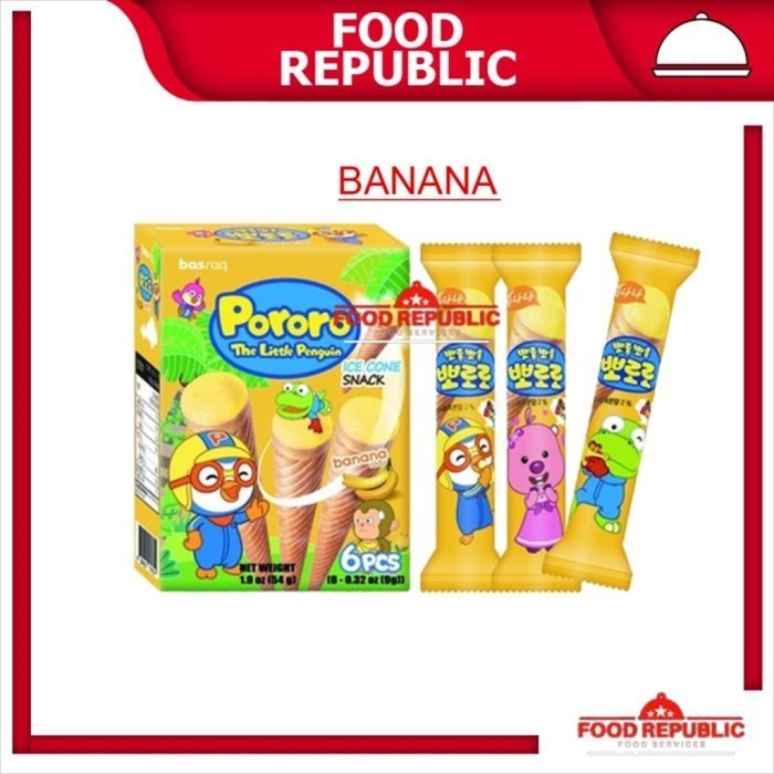 

GRATIS ONGKIR PORORO ICE CONE SNACK ISI 6 PC BINGBING WAFER SNACK ES CREAM HALAL - BANANA