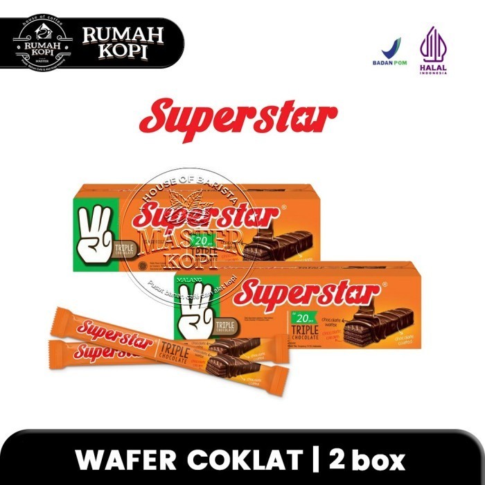 

BOOM SALE Wafer Superstar 2 x 1 Box isi 20pcs Triple Cokelat / Wafer Coklat