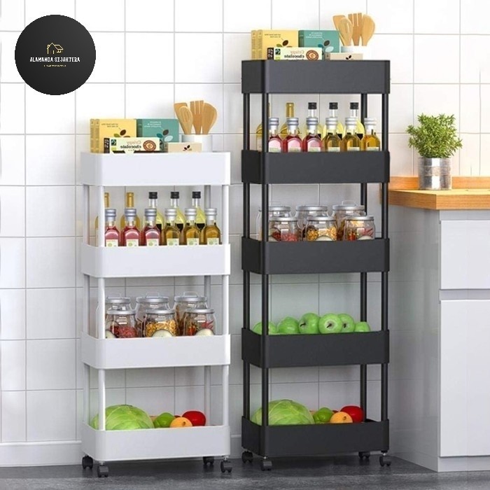 NEW Rak Troli 4 Susun Ukuran 35x20x85 Rak Plastik Jajan Serbaguna Ada Roda