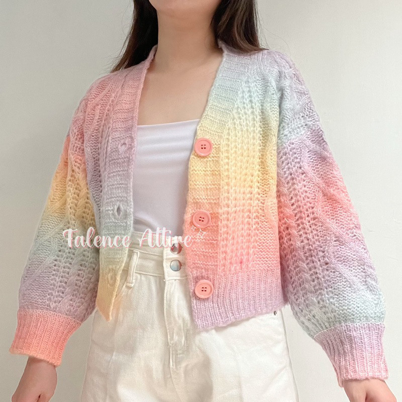 FALENCE - Candy Cardigan / Cardigan Wanita / Rainbow Cardigan