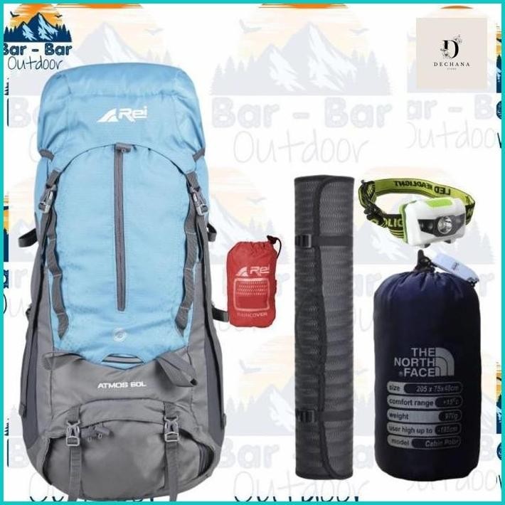 PERLENGKAPAN HIKING Paket Murah Peralatan Mendaki Tas Gunung Carrier Arei Rei Atmos 60L