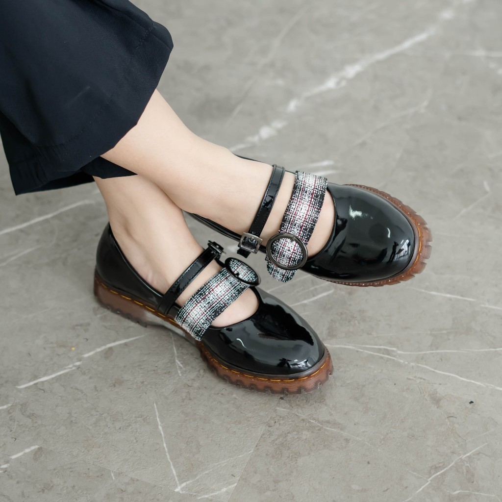 Flatshoes Wanita Elegan // Dianable - Gumi Black Docmart Maryjanes Sepatu Wanita