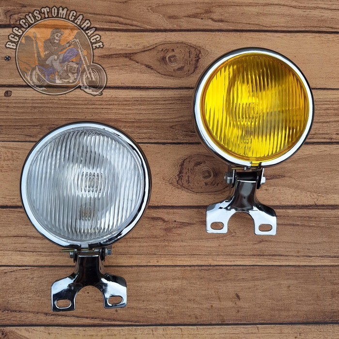 Headlamp Exanon . Lampu depan motor custom . Chopper Bobber British