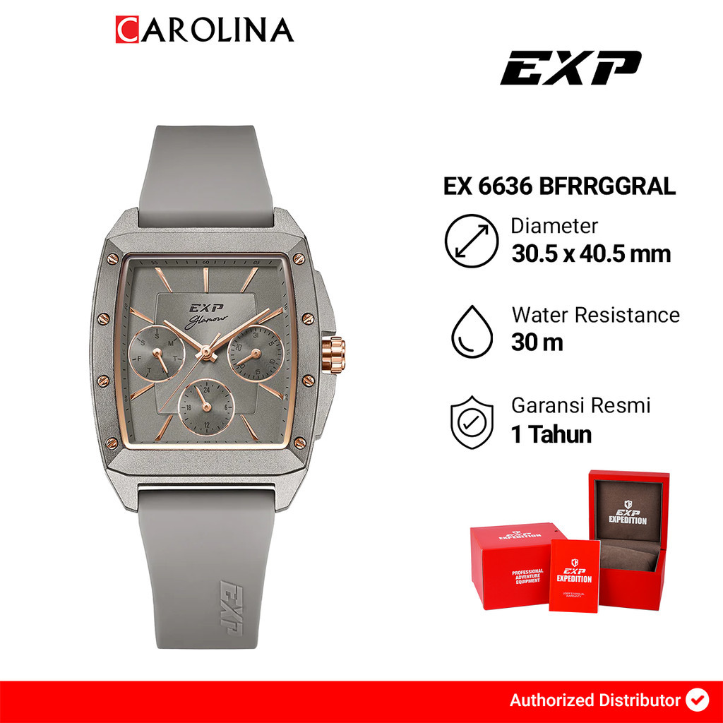 Jam Tangan Wanita EXP Chronograph  EX 6636 BFRRGGRAL Grey Dial Grey Rubber Strap