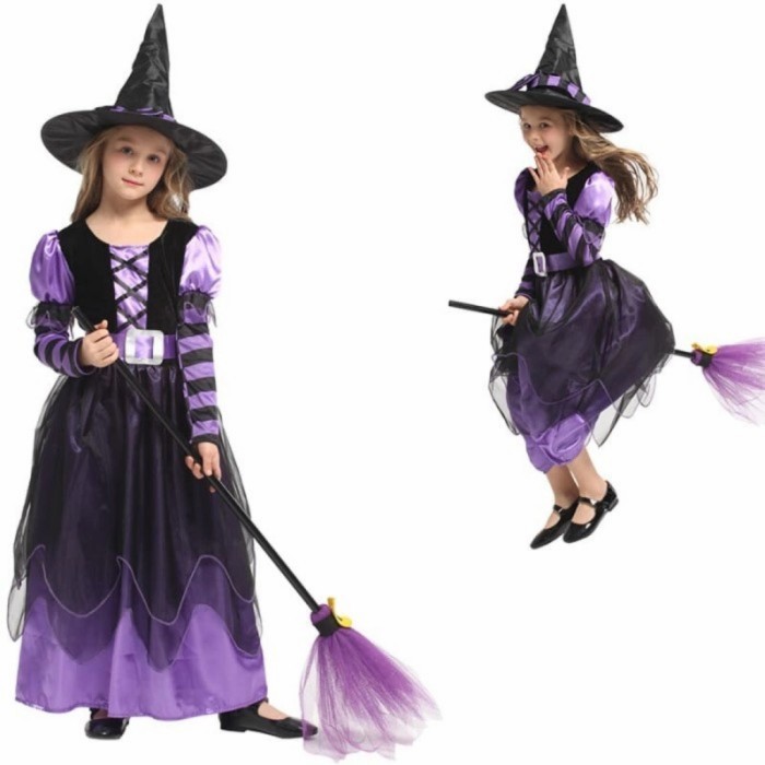 Costume Halloween Anak/Kostum Nenek Sihir/ Costume Penyihir Anak/Witch