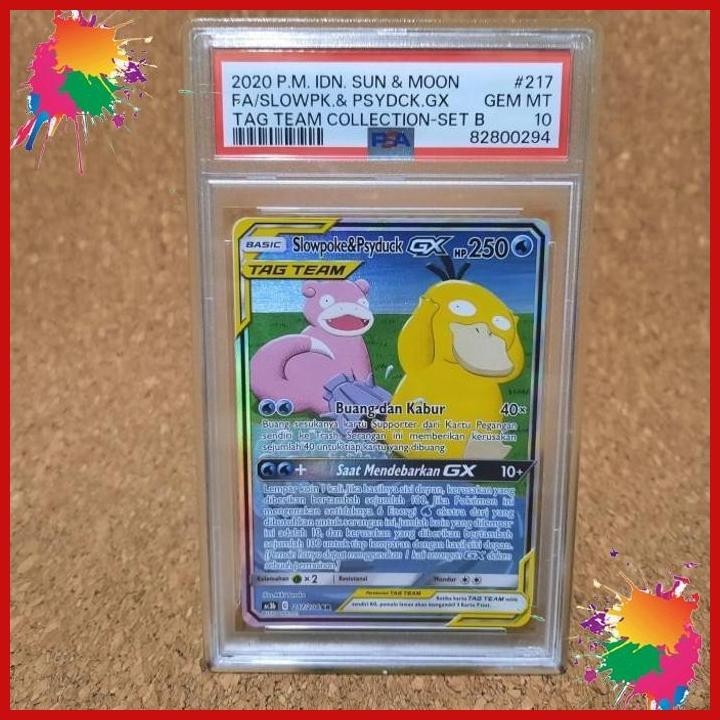 [GWM] SLOWPOKE PSYDUCK GX SR AA PSA 10 217/204 POKEMON INDONESIA TAG TEAM B