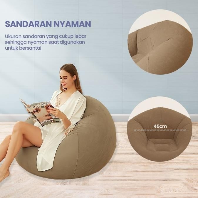 Sofa Kursi Angin Santai Bean Bag Tiup Bulat Tunggal CM