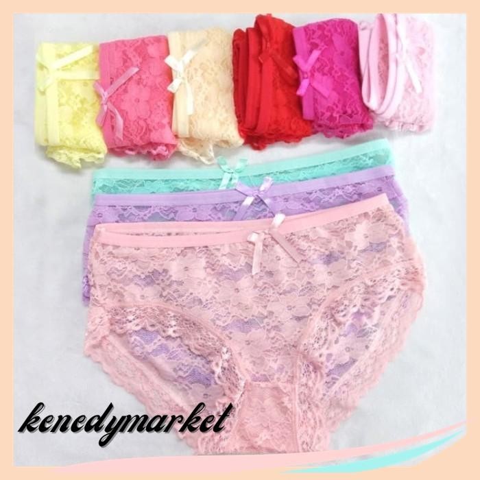 CELANA DALAM WANITA SEXY CELANA RENDA TRANSPARAN C    MERAH, XL TERDEPAN