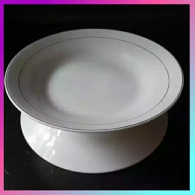Ede Piring Makan Kaca Keramik Beling Putih Lis Emas Ukuran 9 Inch