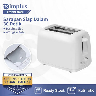 Simplus Toaster Pemanggang Roti 2 Slot Bakar Listrik - Hitam, 800W, 7 Pengaturan Suhu