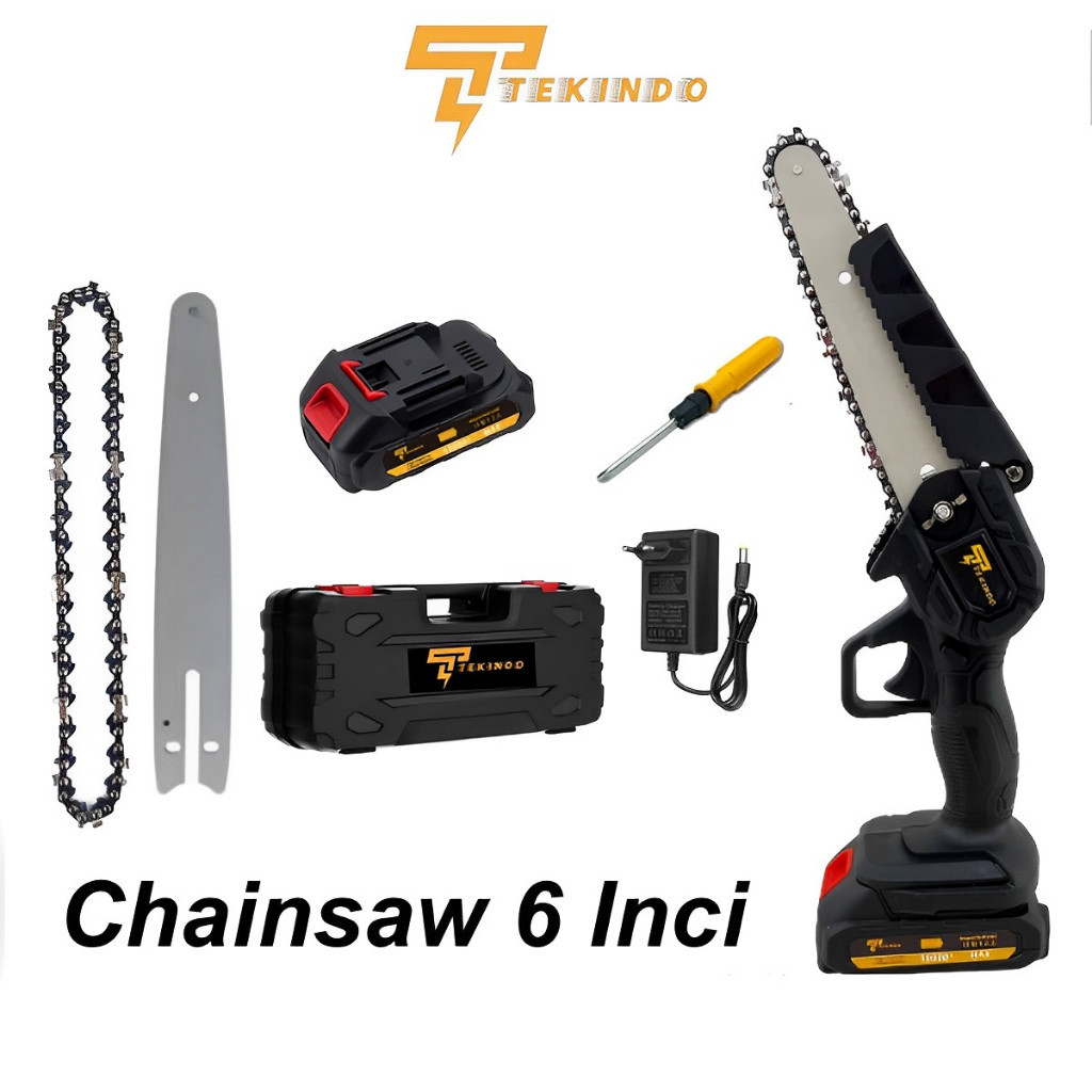 Original Mesin Senso Gergaji Kayu 6 Inci Cas Baterai Tanpa Kabel Cordless Chainsaw 6 Inch Terbaik