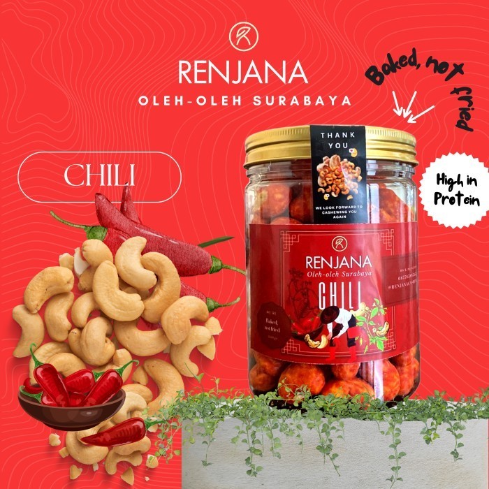 

BERGARANSI Kacang Mede / Mete / Mente Oven Panggang Chili - RENJANA CASHEW 300g