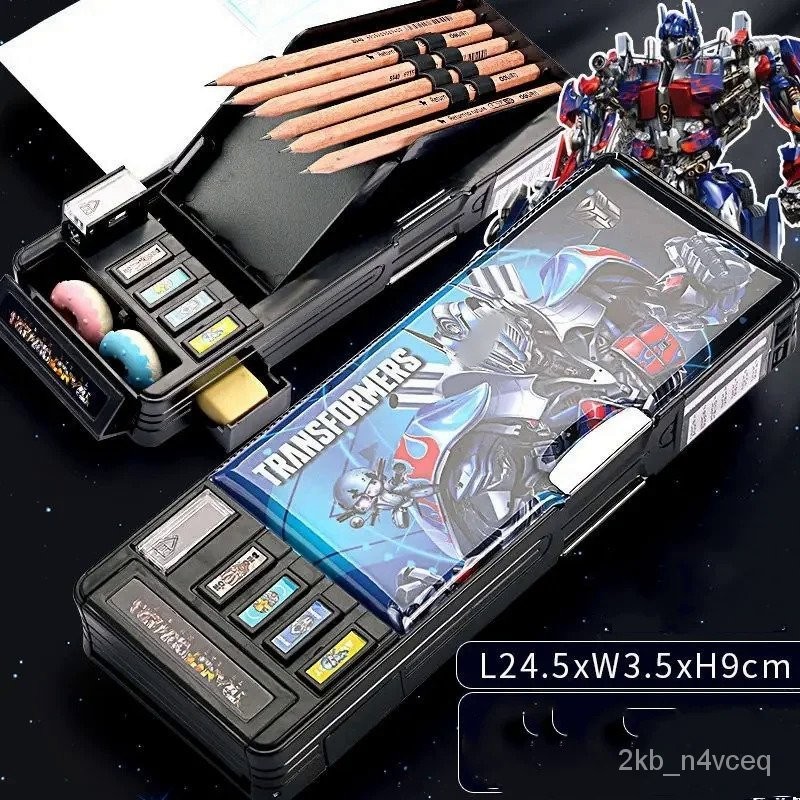 

Transformers Children's Stationery Box Primary School Multifunctional Pencil Case Double-layer Large Capacity Storage High-tech RTPY