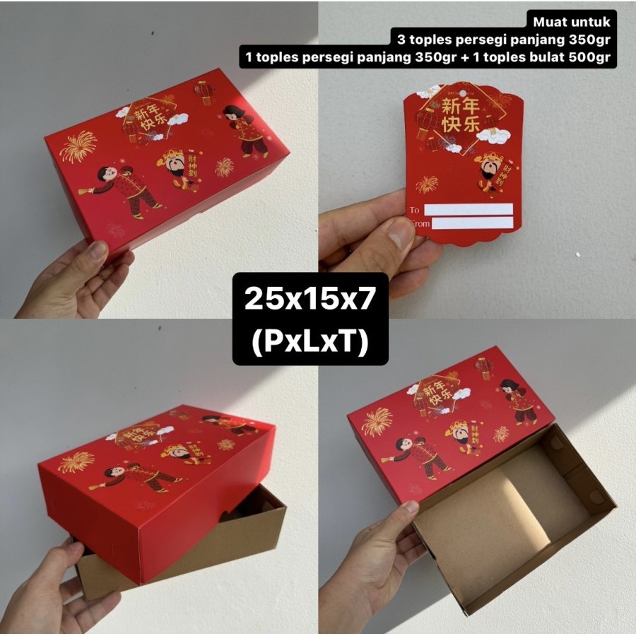 

Dus toples kecil imlek uk 25x15x7 cm chinese new year party + Tag