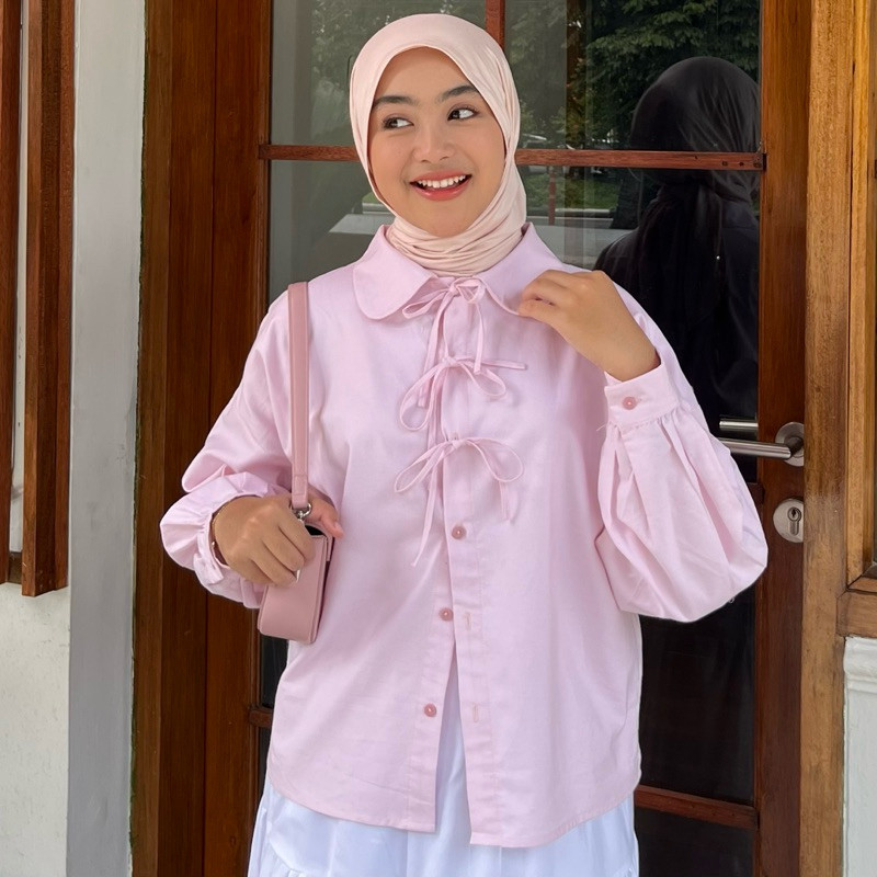 Kekinian Blouse Lengan Panjang Baju Atasan Wanita Kekinian Bj Bloes Kerja Kantoran Blush Import Kore