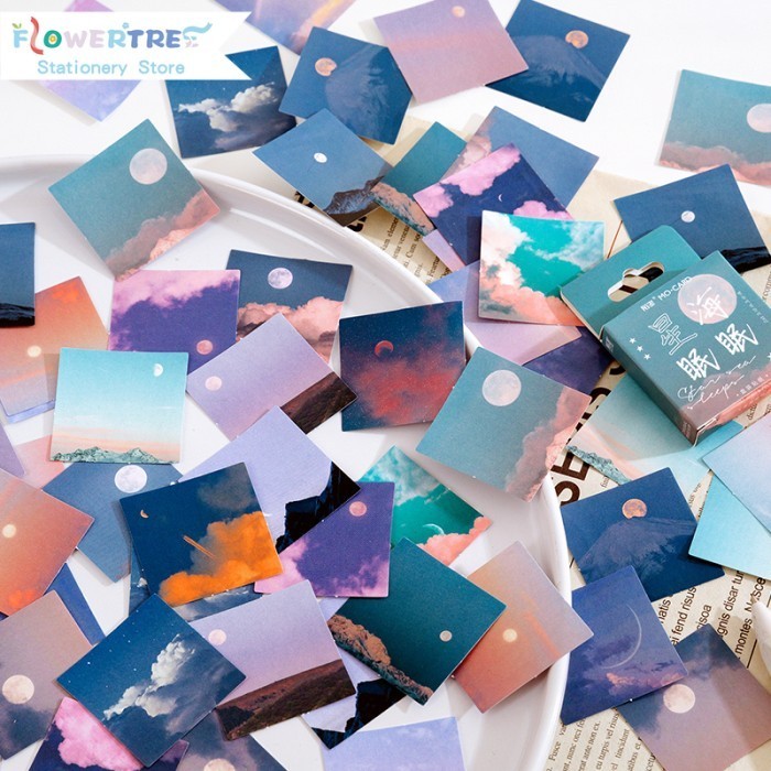 

Ready Flowertree 46 Pcs Sky Moon Stickers Journal Scrapbook Decor Sticker