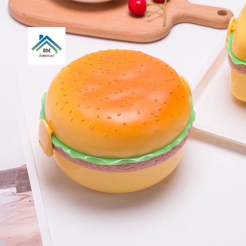 KOTAK MAKAN / LUNCH BOX / TEMPAT BEKAL HAMBURGER / LUNCH BOX HAMBURGER / WADAH MAKANAN / KOTAK MAKAN