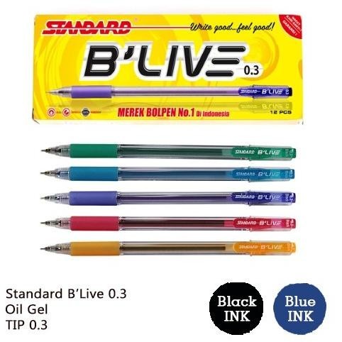 

yl-24 PULPEN / PEN / PENA STANDARD B'Live 0.3 [HITAM & BIRU] (12PCS) Terlaris