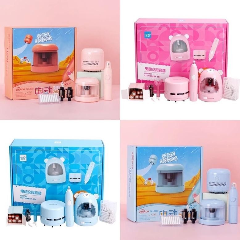 

gha-65 tenwin electric stationery set alat tulis penghapus serutan elektrik sharpener eraser ini Murah