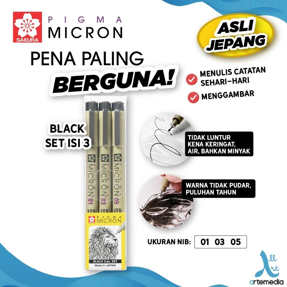 

jy-56 Sakura Pigma Micron Drawing Pen Set 3 Pigment Ink Premium