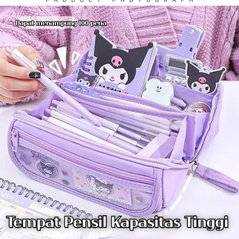 

rwet-23 Penjual Lokal9 Lapis Tempat Pensil Cinnamoroll Tempat Pensil Berkapasitas Besar Sanrio Anime Melody Kuromi Penyimpanan Alat Tulis Siswa Perlengkapan Sekolah Hemat