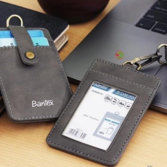 

Bantex Name Tag Id Card Holder Kulit Button Tali Lanyard #8883