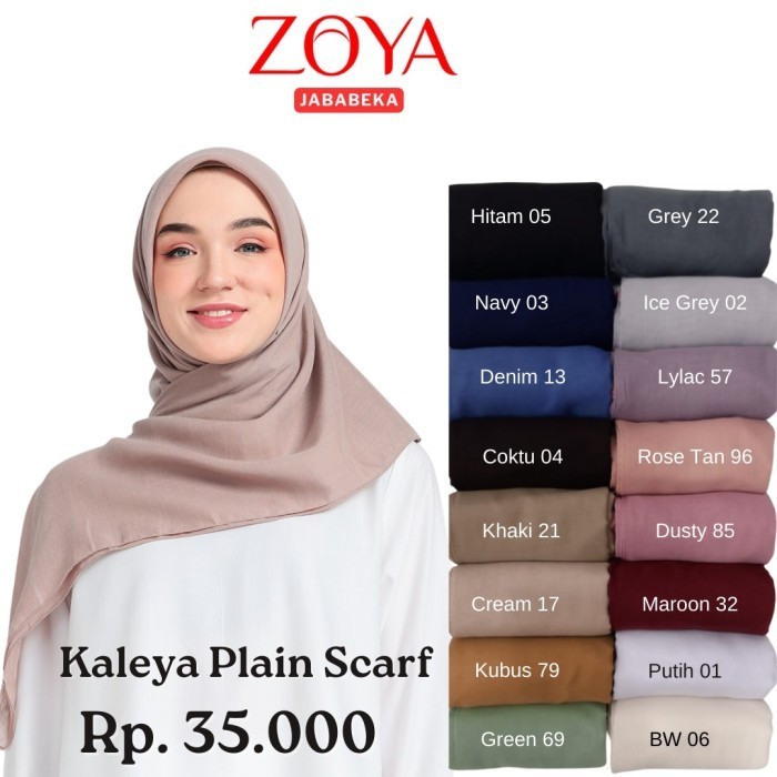 ZOYA New Kaleya Plain Scarf Kerudung Hijab Jilbab Segi Empat Polos