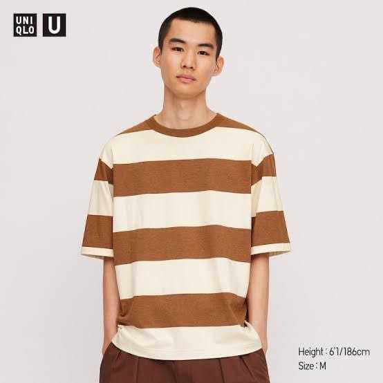 Kaos UNIQLO / Oversized Striped / Half Sleeve T-Shirt