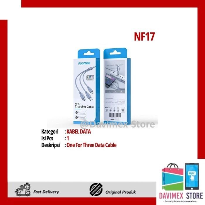 [ORI] FOOMEE NF17 One For Three Data Cable Kabel Data