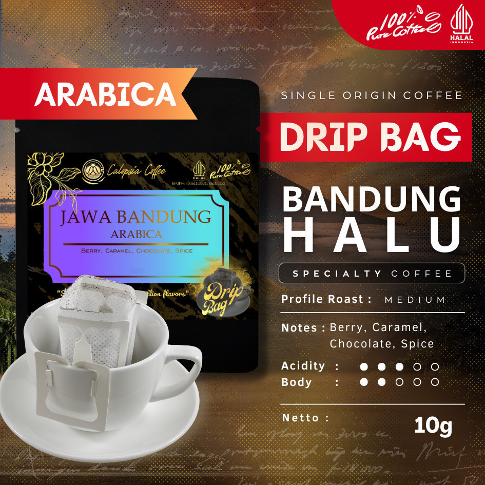 

CALOPSIA Drip Bag Java Bandung Arabica Single Origin (Specialty Grade 1) | Filter Bag Coffee