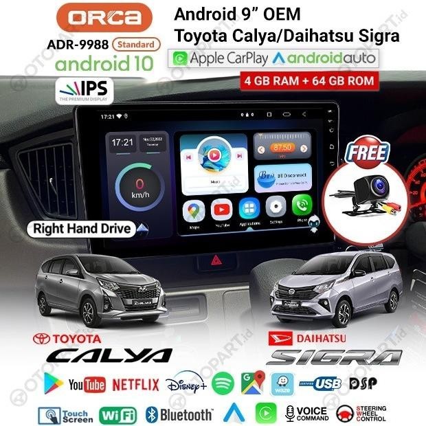 HEAD UNIT ANDROID CALYA-SIGRA 2016-2023 ORCA 9988 NEW STANDARD 9" TERBATAS