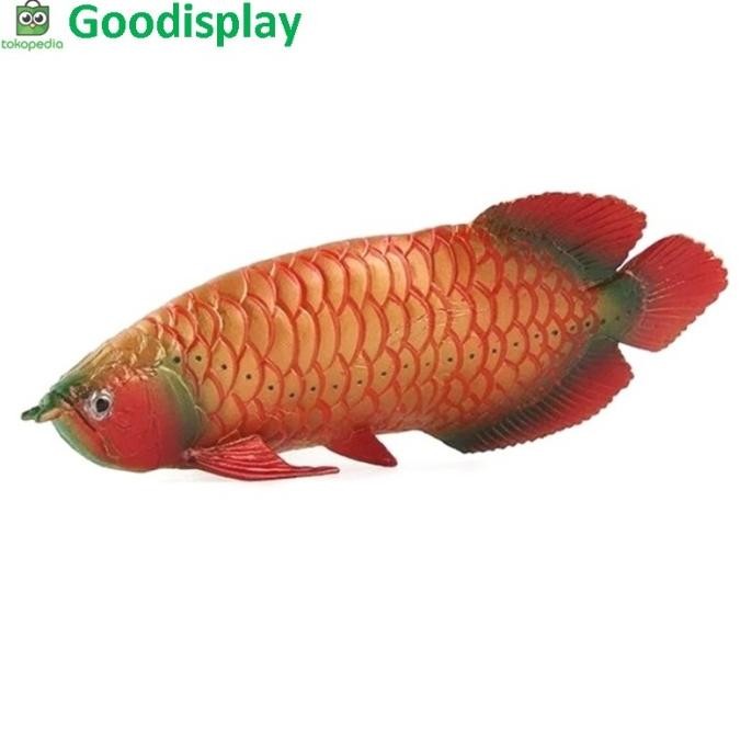 mainan model simulasi hewan ikan arwana merah arowana red