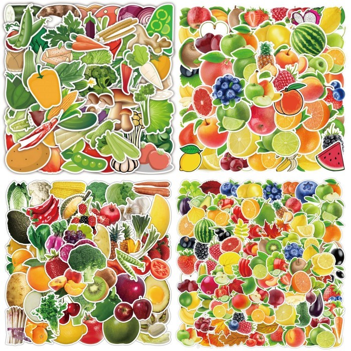 

Sale 50/100 Pcs Sticker Fruit Buah Food Healthy Vegetables Sayur Makanan