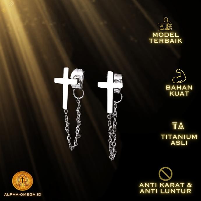 

Anting Wanita Salib Rantai Kecil - Aksesoris Wanita Simple Kristen