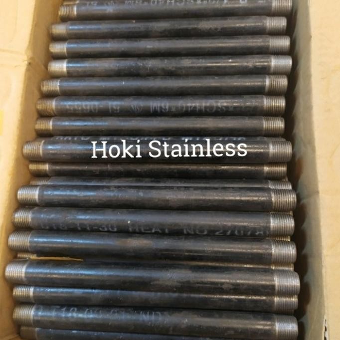 Pipa Nepel Besi Drat 1/2" inch / Pipa Nepel Carbon Steel ( P. 75cm)