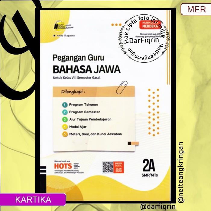 Pegangan Guru Bahasa Jawa Kelas 8 Semester 1-SMP/MTs KURMER Kurikulum Merdeka-Kartika-HOTS-Yunika