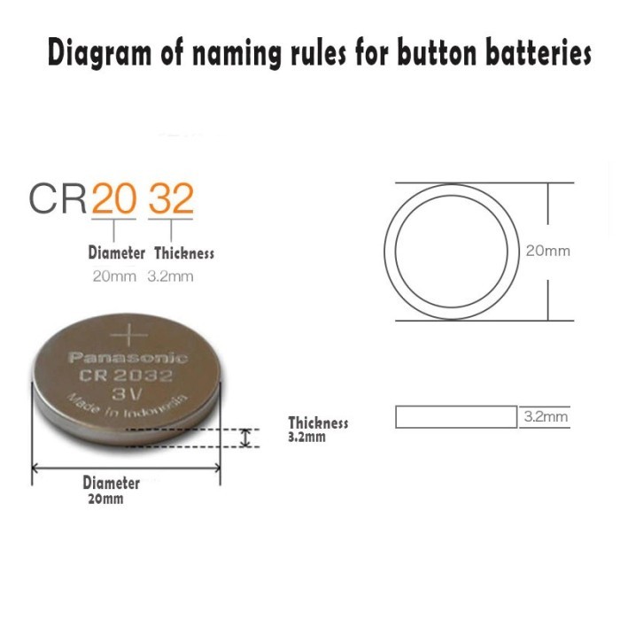 Panasonic Cr2032 Cr 2032 Cr-2032 Baterai Kancing 3V