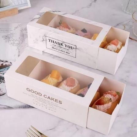 

tre-57 Dus Kotak Box Donat Bomboloni Brownis Donut Kardus Kemasan Makanan 10pcs Viral