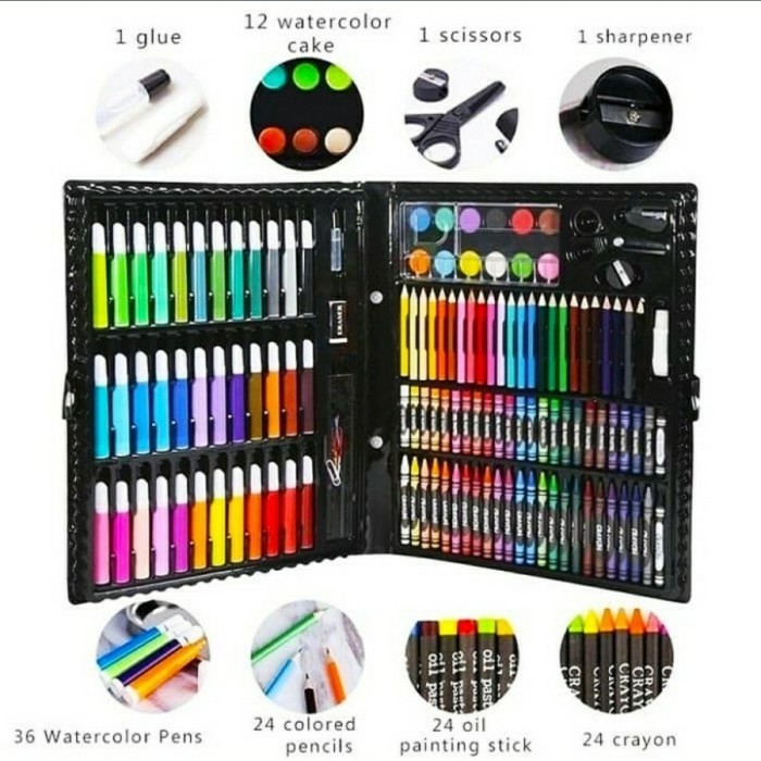 

Azalia Cryon Set 150 Pcs Menwarnai Alat Lukis Untuk Anak / Pensil Warna Set /
