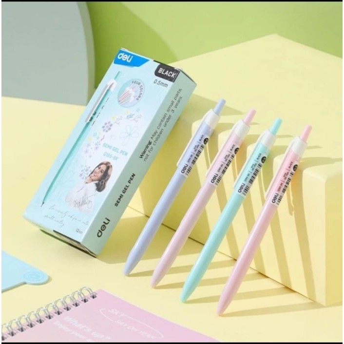 

*$*$*$*$] ballpoint deli cetrek kode q185 bk ( warna pastel SATUAN) DELI X AGNES MONICA