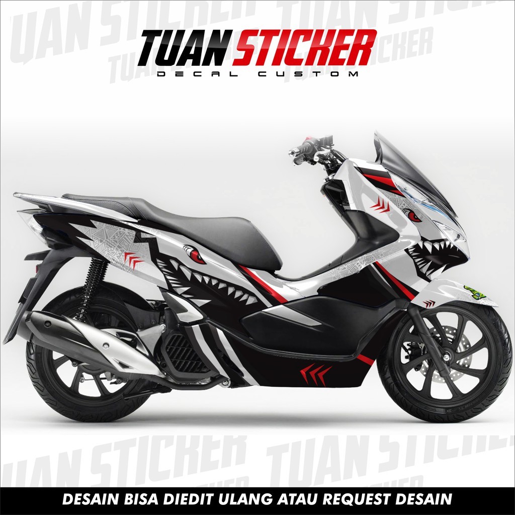 Sticker decal PCX , Striping PCX , Sticker PCX , Sticker Honda PCX White Shark