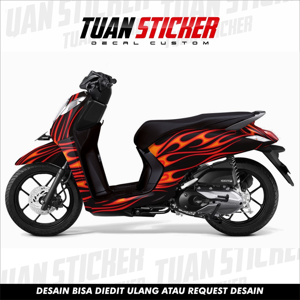 Sticker Striping decal Genio, Decal Honda Genio, Striping Genio, Sticker Honda Genio flames