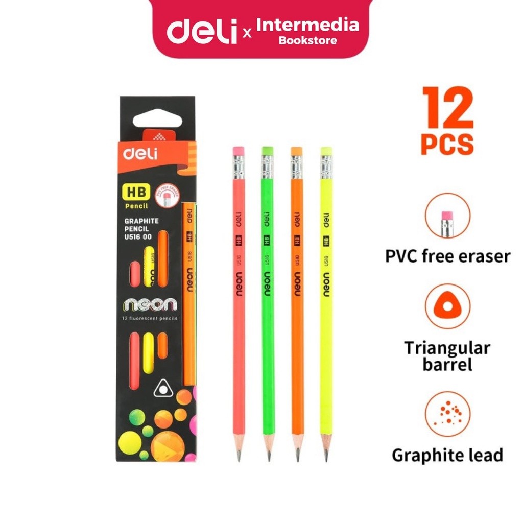 

Deli EU51600 Pensil grafit kayu Warna: Pink, Kuning, Hijau & Oranye