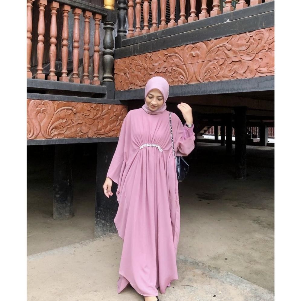 Gamis Kaftan Pesta Mewah Jamilah Kondangan Dress Muslim Putih Ceruty Dress Kondangan