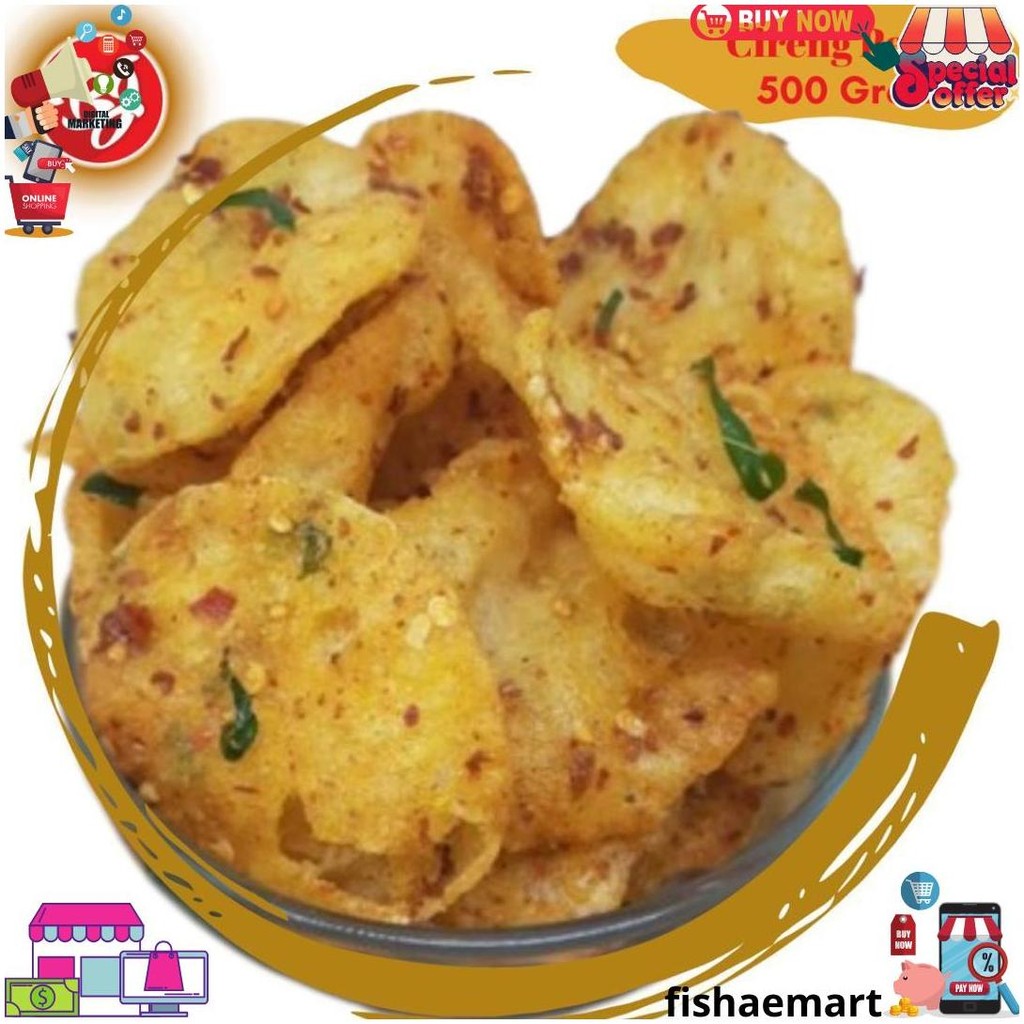 

Keripik Cireng Pedas / Keripik Cireng / Keripik Cireng Pedas Daun Jeruk 500Gram D Best Seller