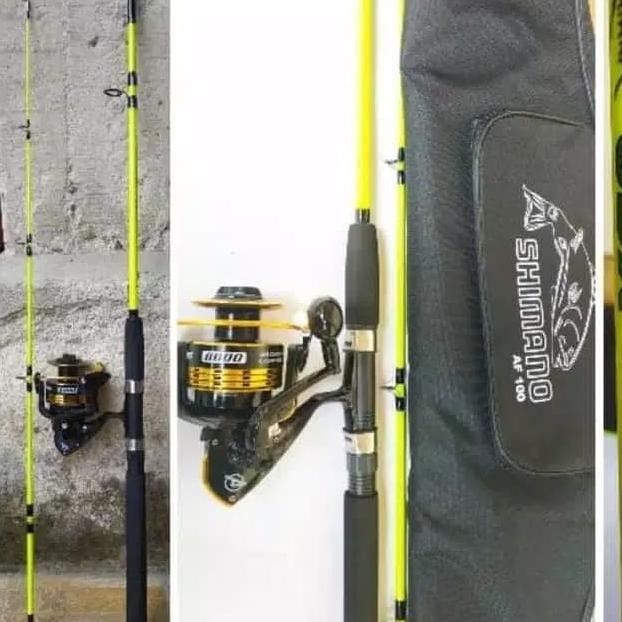 Set Pancing Laut Dengan Joran Fiber Kekuatan 120Lbs Setara 60Kg