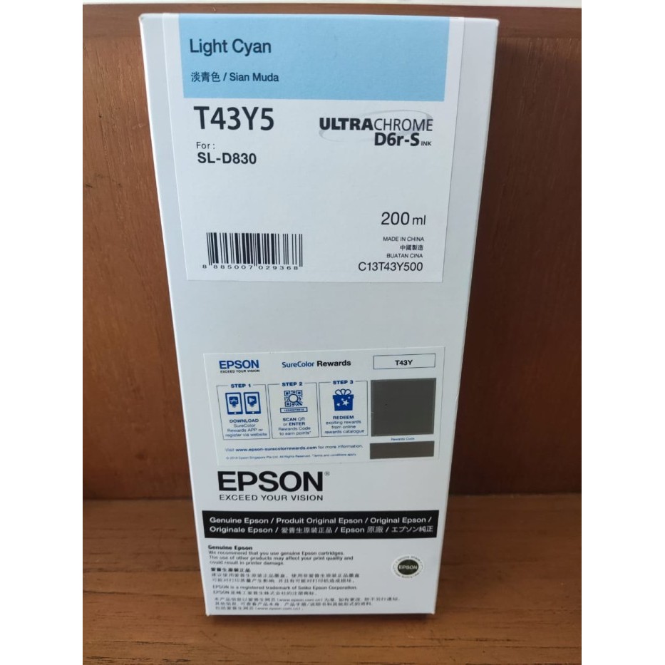 Ready...Ready...Ready...] TINTA EPSON SL-D830 200ML LIGHT CYAN T43Y5