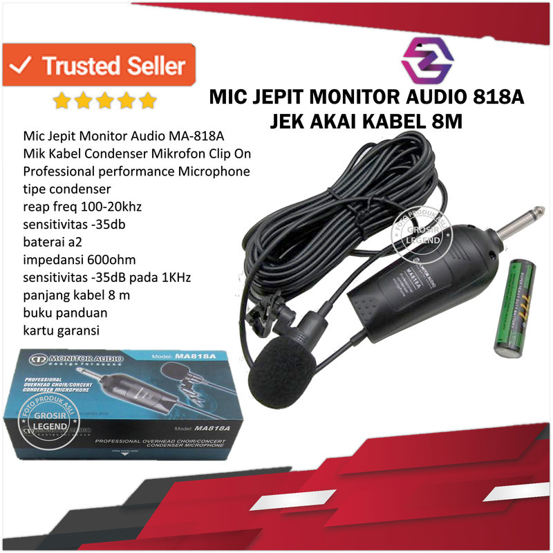 Mic Jepit Monitor Audio MA-818A Mik Kabel Condenser Mikrofon Clip On