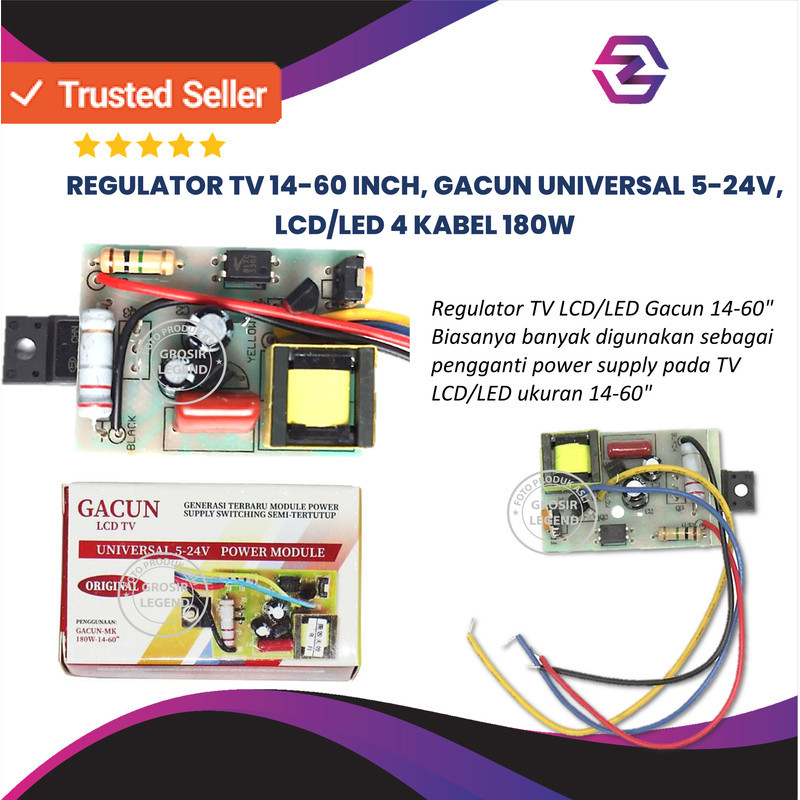 REGULATOR TV 14-60 INCH GACUN UNIVERSAL 5-24V LCD/LED 4 KABEL 180W